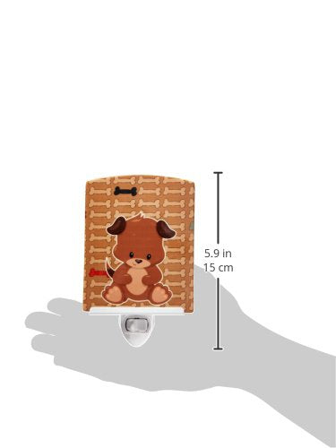 Caroline's Treasures BB7075CNL Puppy on Brown Bones Ceramic Night Light Compact, UL-Certified, Ideal for Bedroom, Bathroom, Nursery, Hallway, Kitchen, 6x4x3, Multicolor