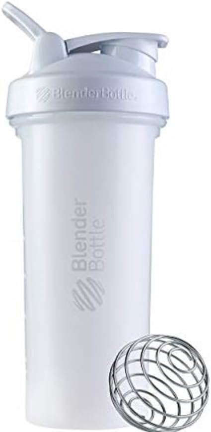 BlenderBottle Classic V2 Shaker Bottle Perfect for Protein Shakes and Pre Workout, 28-Ounce, White