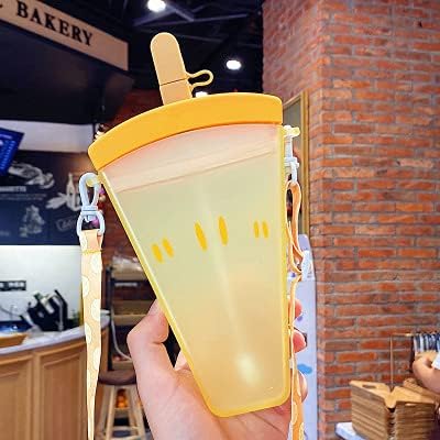 Travel Cup with Straw Birthday Party Gift Picnic Ice Water Bottle Travel Mug with Strap (Ice Cream Watermelon, 320 ml)
