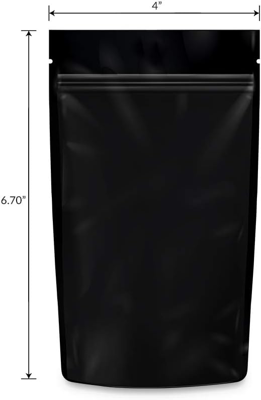 Mylar Bags Smell Proof 1/4 Ounce All Black - 1000 Count 6.7" X 4" 6mill Thickness - Packaging Bags - Mylar Bags For Food Storage - Resealable Bags - Smell Proof Bags - Dispensary Packaging