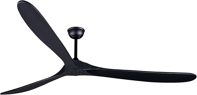 Bigzone 88" Large Black Ceiling Fan With Remote Control, DC Motor Quiet Energy Saving,3 Black Balsa Wood Blades,Outdoor/Indoor Ceiling Fan With Reversible Blades
