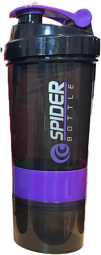 SPIDER Protein Shaker Bottles with Whisk, Leakproof Cap, and Storage Compartments for PIlls and Protein powder. (Purple)