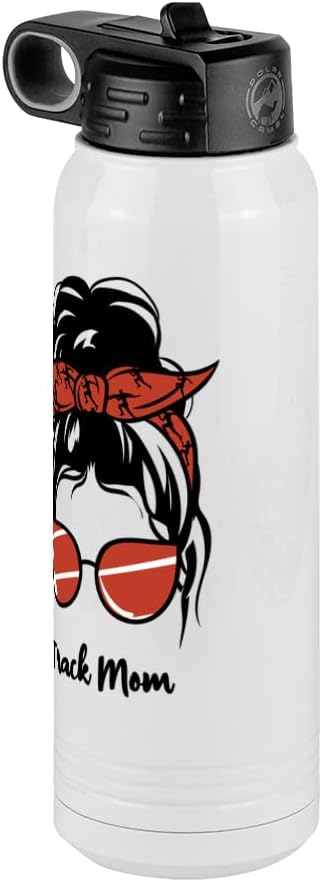 Track Mom Water Bottle, Messy Bun, White 30 oz Polar Camel with Straw Lid, Stainless Steel, Vacuum Insulated