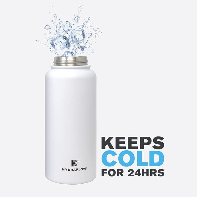 Hydraflow Hybrid - Triple Wall Vacuum Insulated Water Bottle with Flip Straw (17oz, Cocoa) Stainless Steel Metal Thermos, Reusable Leak Proof BPA-FREE for Sports and Travel