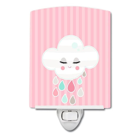 Caroline's Treasures BB8717CNL Rain Cloud Ceramic Night Light Compact, UL-Certified, Ideal for Bedroom, Bathroom, Nursery, Hallway, Kitchen, 6x4x3, Multicolor