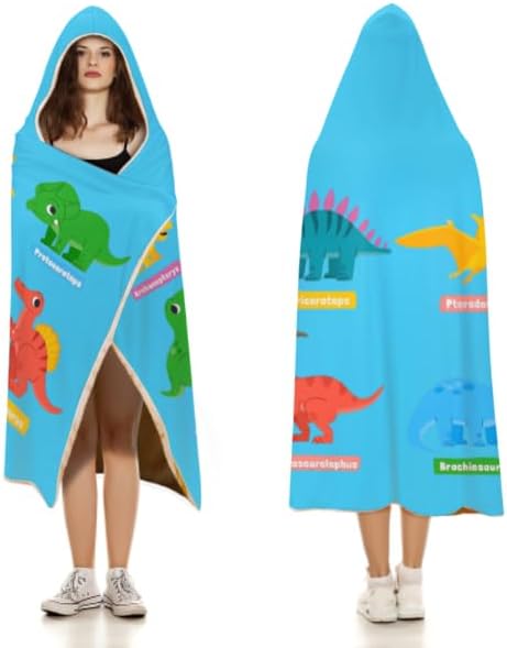 Kids Hooded Towels, Beach Bath Towel, Surf Poncho Toddlers Soft Thick Large Absorbent Cotton Wrap for Boy Girl, Shower/Beach/Pool 50"x30" (Dinosaur)