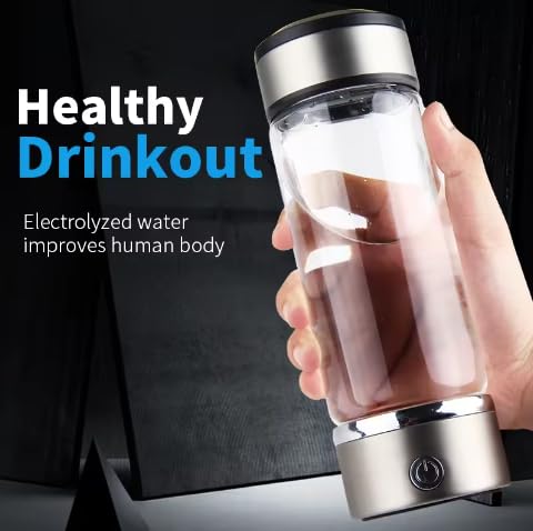 Karzon Hydrogen Water Bottle Generator - Portable Hydrogen Water Bottle - Water Bottle Improve Water Quality in 3 Minutes Water Ionizer Machine Suitable for Office, Travel and Daily Drinking(Silver)