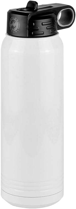 Volleyball Mom Water Bottle, Messy Bun, White 30 oz Polar Camel with Straw Lid, Stainless Steel, Vacuum Insulated