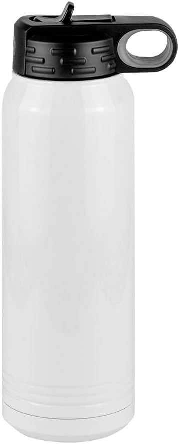 Volleyball Mom Water Bottle, Messy Bun, White 30 oz Polar Camel with Straw Lid, Stainless Steel, Vacuum Insulated