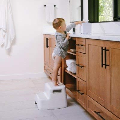 Ubbi Wide 2 Step Stool for Kids, Toddler Stool for Toilet Potty Training, Slip Resistant Soft Grip for Safety