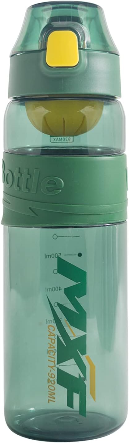 Water bottles,leak proof wide mouth water filter water bottles,Reusable 32 oz water bottles with filter,Safe Transparent plastic for school gym camping travel Green