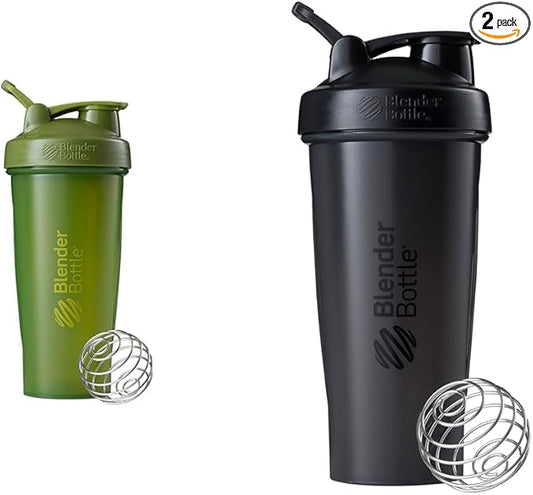BlenderBottle Classic 28-Ounce Shaker Bottle Bundle with Moss Green and Black