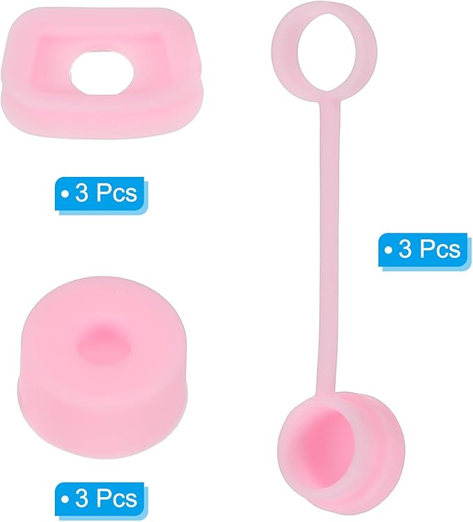 PATIKIL Silicone Spill Stopper for Straw Cup 2.0 40oz/ 30oz, Set of 9 Tumbler Accessories Including 3 Straw Cover Cap, 3 Square Spill Stopper and 3 Round Leak Stopper, Pink