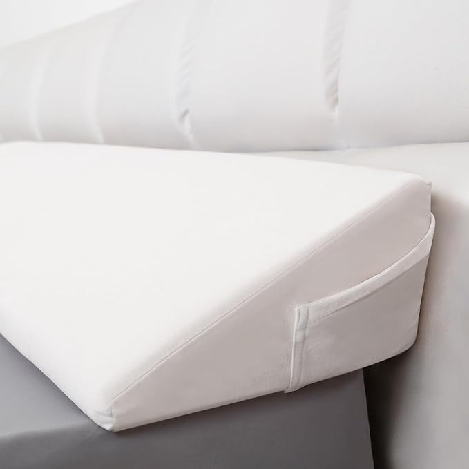 WdFour Bed Wedge Pillow, Close Off Headboard, Wall and Mattress Gap. Incline, Slanted Sweat-Proof Pillow for Neck and Back Pain Relief Anti-snoring for Comfortable Sleeping.(Off-White,54Wx10Dx6H)