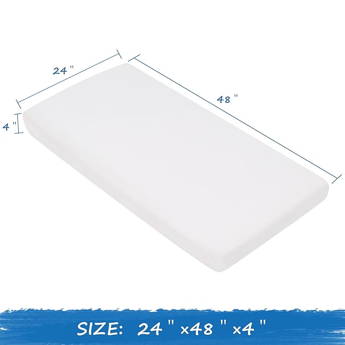 Nap Mat Sheet 2 Pack, 24" x 48" x 4" Fitted Elastic Corners Preschool Day Care Rest Nap Mat Cover, Soft & Breathable Baby Sheets for Regalo My Cot Portable Toddler Bed and Joovy Travel Cot, White