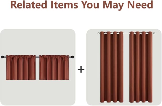 Mrs.Naturall 63 Inch Length Curtains 2 Panel Set,Blackout Terracotta Boho Curtains for Bedroom,Rust
