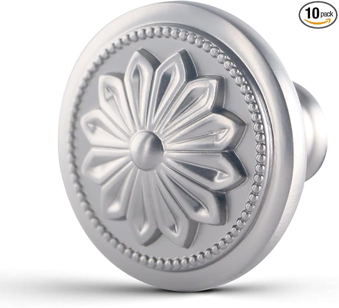 10 Pack Brushed Nickel Cabinet Knobs Drawer Knobs,1-2/5" Round Nickel Kitchen Cabinet Knobs Handles for Dresser Drawers Satin Nickel Dresser Knobs