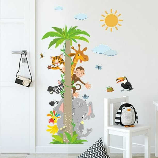 Fashion Kids Cartoon Animal Wall Sticker Set - Giraffe, Elephant, Monkey - Nursery and Bedroom Décor