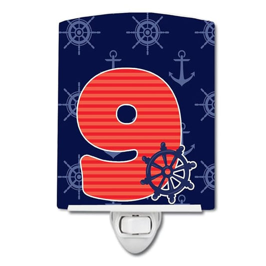 Caroline's Treasures BB8880CNL Nautical Month 9 Ceramic Night Light Compact, UL-Certified, Ideal for Bedroom, Bathroom, Nursery, Hallway, Kitchen, 6x4x3, Multicolor