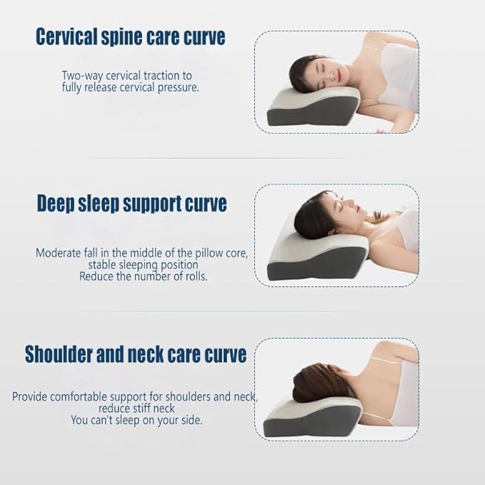 Cervical Neck Pillow - Ergonomic Neck Support Pillow for Neck & Shoulder Pain Relief - Back,Stomach Sleepers,Cervical Anti Snore Pillows,Memory Foam Pillows (Ice Silk Pillowcase-The Coolest)