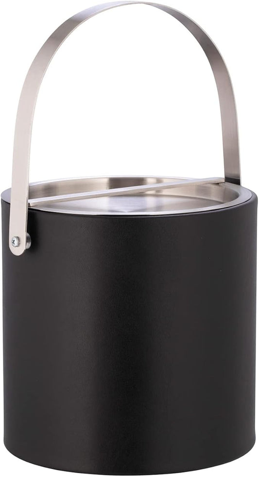 Kraftware Sydney 3qt Brushed Chrome Arch Handle & Bridge Cover: Black Sydney 3 Quart Ice Bucket