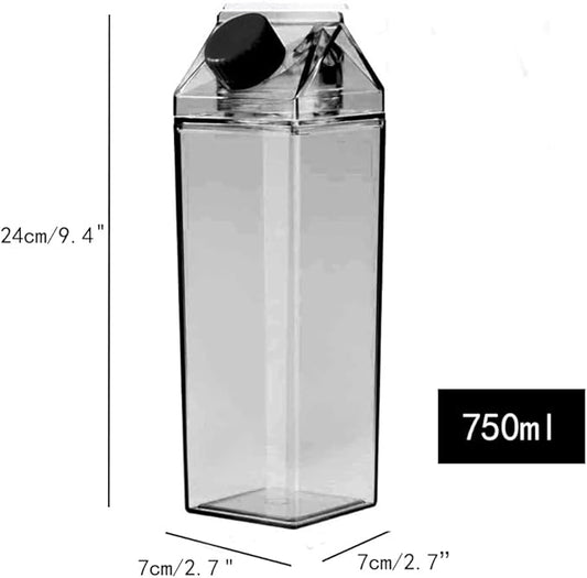 Jinberry 750ml/25Oz Cute Milk Carton Water Bottle Portable Drinkware for Outdoor Climbing Tour or Camping