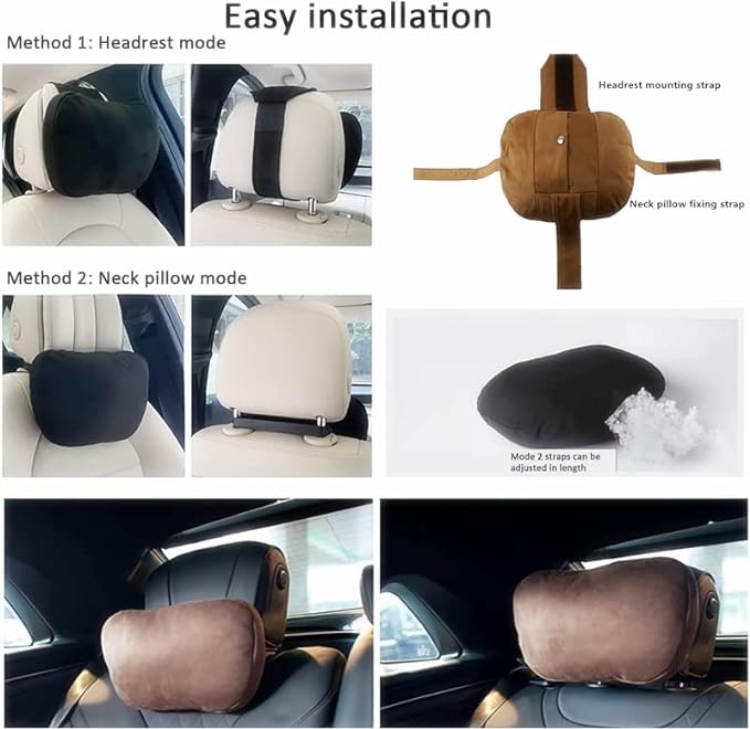 2Pcs Car Neck Pillows for headrests,for Travel Interior Accessories and Suede Support Head Pillows,Balance Neck Pillow Designed to Relieve Neck Pain and Muscle Tension.(White)