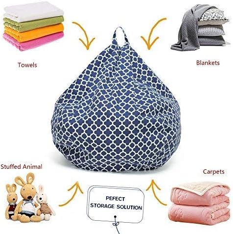YuppieLife Kids Animal Storage Bean Bag Cover Extra Large stuff'n Sit(Just Cover, No Filling)|Toy Organizer|Carrying Handle|Available for Kids and Teenager|Cuddle Chair(38“,Leaf Clover)