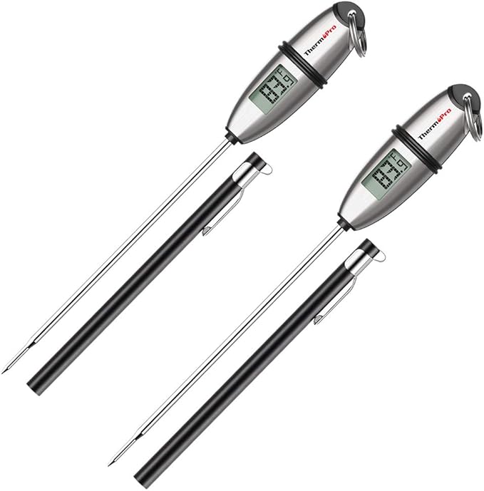 ThermoPro TP-02S(2 Pack) Instant Read Meat Thermometer Digital Cooking Food Thermometer with Super Long Probe for Grill Candy Kitchen BBQ Smoker Oven Oil Milk Yogurt Temperature