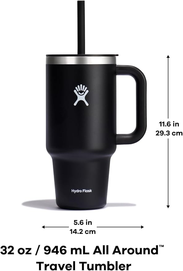 Hydro Flask Travel Tumbler Stainless Steel Vacuum Insulated Tumbler with Lid and Straw for Cold Water and Drinks for Sports, School, Work, Car, Travel, Weekends