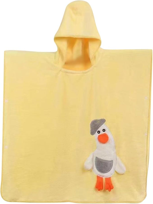 Toddler Beach Towel with Hood Kids Waffle Swim Cover Up Bath Towel Surf Poncho Boys Girls Hooded Beach Towel (C Yellow, One Size)