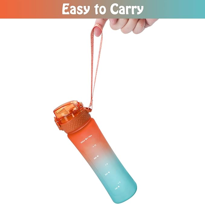 OLDLEY Replacement Straw Lid for 15 oz Water Bottle, Leakproof Spillproof Dustproof One-Click Open Cap with Carry Strap