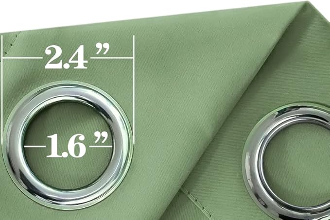 Mrs.Naturall Sage Green Grommet Blackout Curtains for Bedroom 52x96 Inch Length