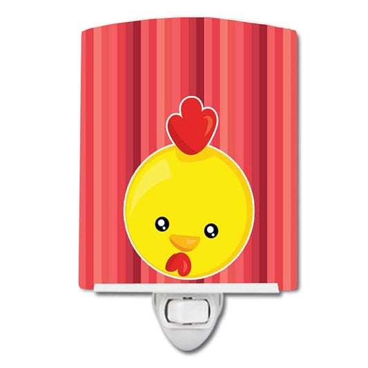Caroline's Treasures BB6929CNL Chicken Face Ceramic Night Light Compact, UL-Certified, Ideal for Bedroom, Bathroom, Nursery, Hallway, Kitchen, 6x4x3, Multicolor