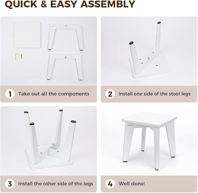 StrongTek Bamboo Step Stool for Kids and Adults, Eco-Friendly, Sturdy and Versatile Short Foot Stool for Bathroom, Kitchen, Bedroom, Compact 10-inch Small Wood Stool, Plant Stand (White)