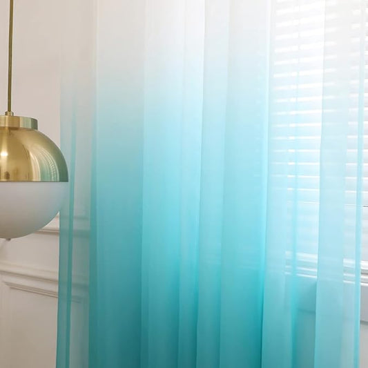 Windows Gradient Sheer Curtains 84 Inches Length 2 Panels Voile Light Filtering Sheer Curtains Panel Basic Rod Pocket for Bedroom Living Room Children Room Kitchen Yard
