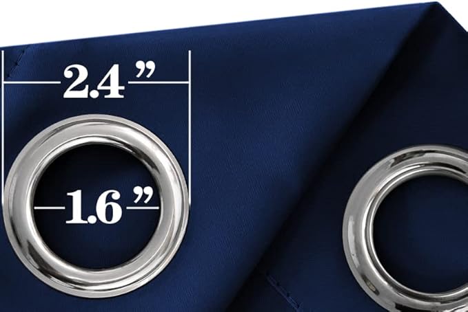 Mrs.Naturall Navy Blue Blackout Curtains 96 Inches Long,Room Darkening Black Out Grommet Midnight Dark Blue Curtains for Bedroom Living Room 96 Inch Length 2 Panels Set