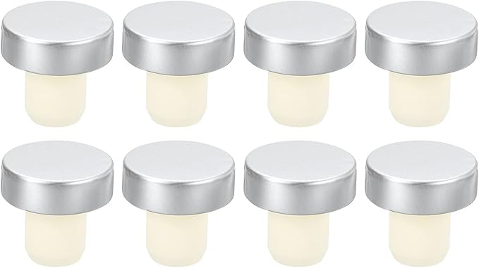 uxcell 8Pcs T-shaped Stoppers, 0.63inch Dia Cork Wine Stopper Reusable Wine Bottle Corks Sealing Plug for Wine Beer Beverage Bottle Crafts, Silver