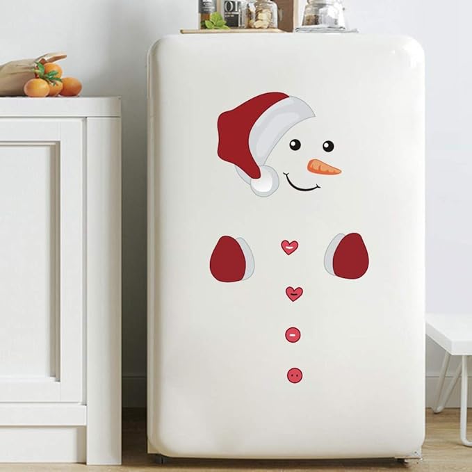 IARTTOP Cute Santa Claus Wall Sticker,Vinyl Christmas Reindeer Art Wall Decal Kitchen Fridge Window DIY Wall Sticker Home Decor