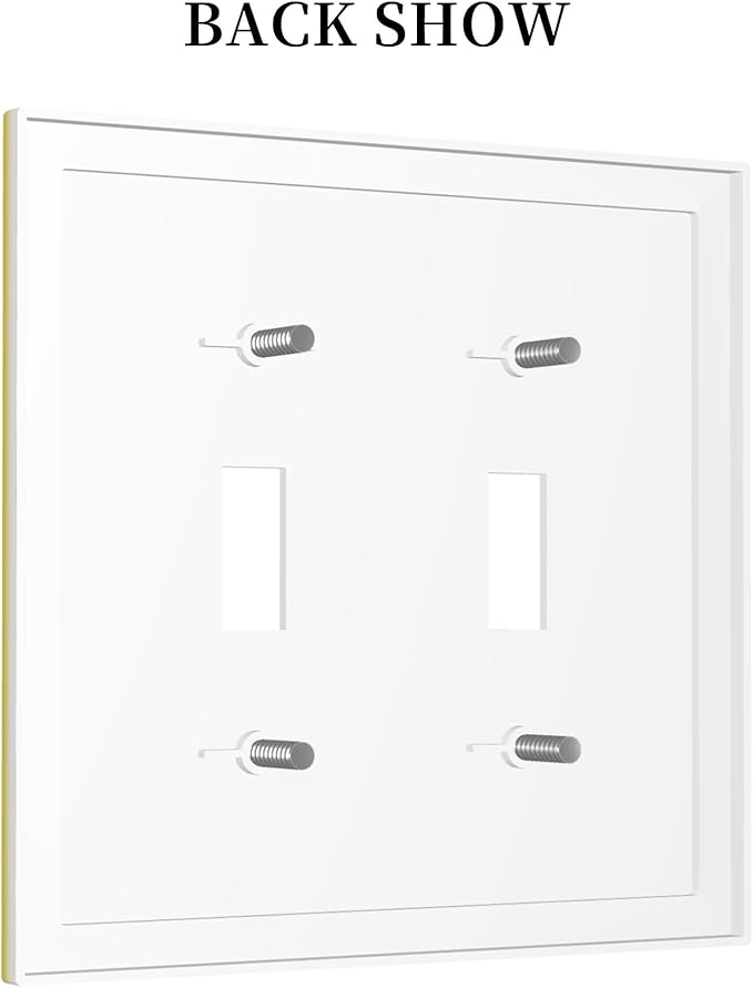 Beautiful Shell Multicolored Double Toggle Light Switch Covers 2 Gang Wall Plate Dual Decorative Switchplate Electrical Faceplate for Bathroom Country Kitchen Bedroom Decor, 4.9" x 5"