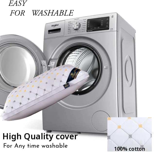 Bed Pillows (Queen Size) (Pillow Set of 2) Soft Down Luxurious Hotel Collection Gusseted Square Perfect Comfortable Soft Supportive Stomach Side Back-Sleepers Extraordinary Pain Relief