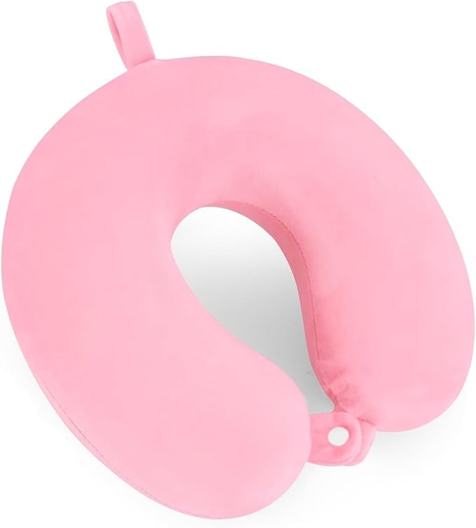 Travel Pillow - Memory Foam Neck Pillow Support Pillow,Luxury Compact & Lightweight Quick Pack for Camping,Sleeping Rest Cushion (Pink)