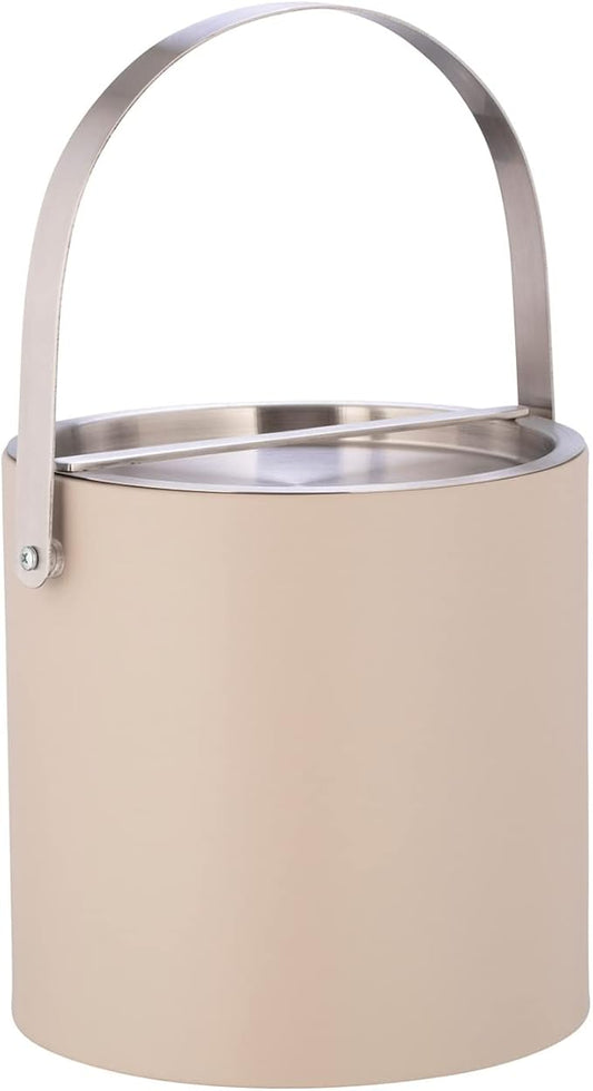 Kraftware 3qt Brushed Chrome Arch Handle & Bridge Cover: Taupe Sydney 3 quart Ice Bucket, Small