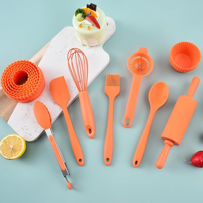 Cooking Set for Kids, 46 Piece Real Cooking Kids Baking Set with Organizer Carrying Case Girls, Kitchen Tools Kids Knife Set for Kid, Toddler, Gift, Toys