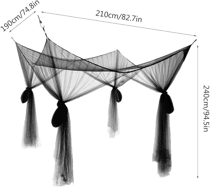 Mosquito Net Bed Canopy,4 Corner Post Curtains Bed Canopy Elegant Mosquito Net Set,Screen Netting Canopy Curtains,4 Corner Post Bed Canopy Mosquito Net Full Queen King Size Bedding(Black)