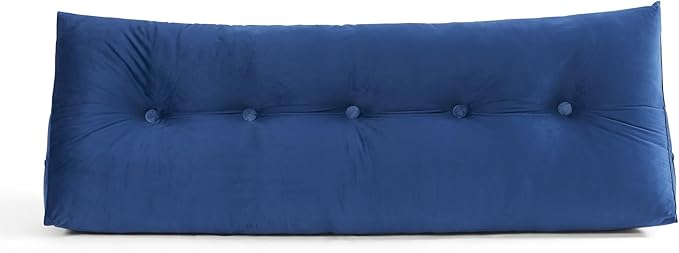 Headboard Pillow King - Bed Wedge Pillow for Headboard - Large & Versatile Triangle Cushion Reading Support Pillow, King - 76", Blue