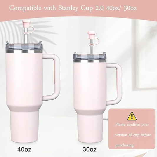 Silicone Spill Stopper Set of 3, Compatible with Stanley Cup 2.0 40oz/30oz, Proof Stopper For Stanley,Tumbler Accessorie, Including 2 Straw Cover Caps, 2 Square Spill Stoppers, Round Leak (pink)