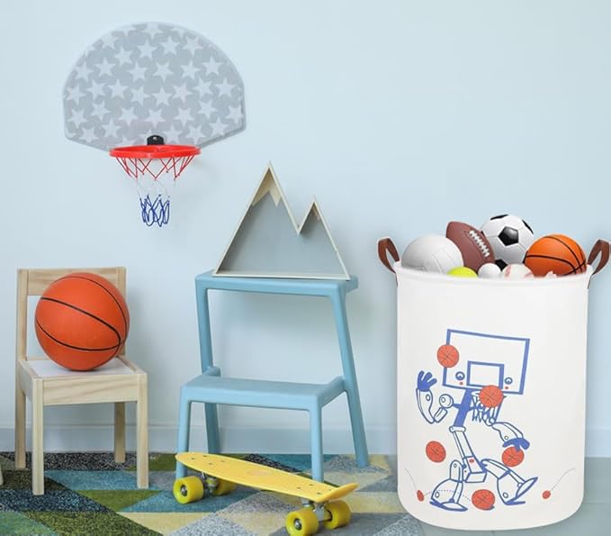 Kids Laundry Hamper, Boys Laundry Basket Collapsible Cute Storage Baskets for Home Decor,Office,Toy Organizer,(Robot)