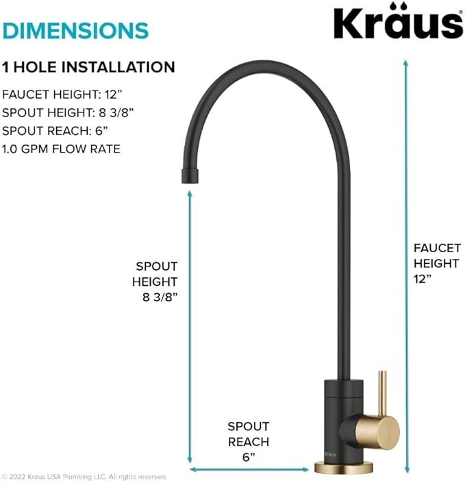 KRAUS Bolden Touchless Sensor Pull-Down Kitchen Faucet Bundle with PuritaTM Single Handle Drinking Water Filter Faucet, Brushed Brass/Matte Black