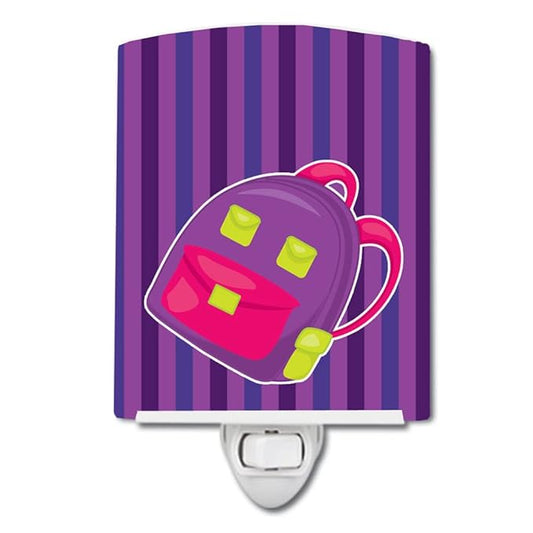 Caroline's Treasures BB8866CNL Back to School Backpack #1 Ceramic Night Light Compact, UL-Certified, Ideal for Bedroom, Bathroom, Nursery, Hallway, Kitchen, 6x4x3, Multicolor